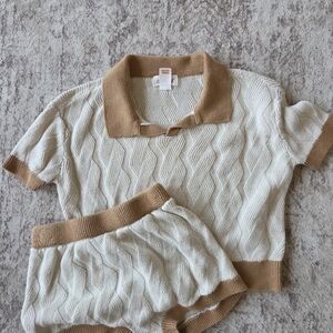 Cat & Jack Cream and Brown Kids Matching Set